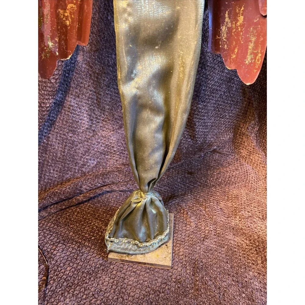Foreside 24” Tall Skinny Metal and fabric Christmas Angel With Horn
